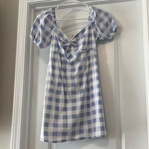 City Triangles Blue Gingham Tie Front Dress